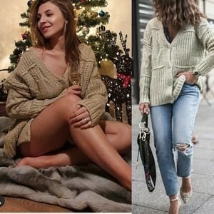 Zara jeweled buttons cardigan bloggers favorite size M sage green